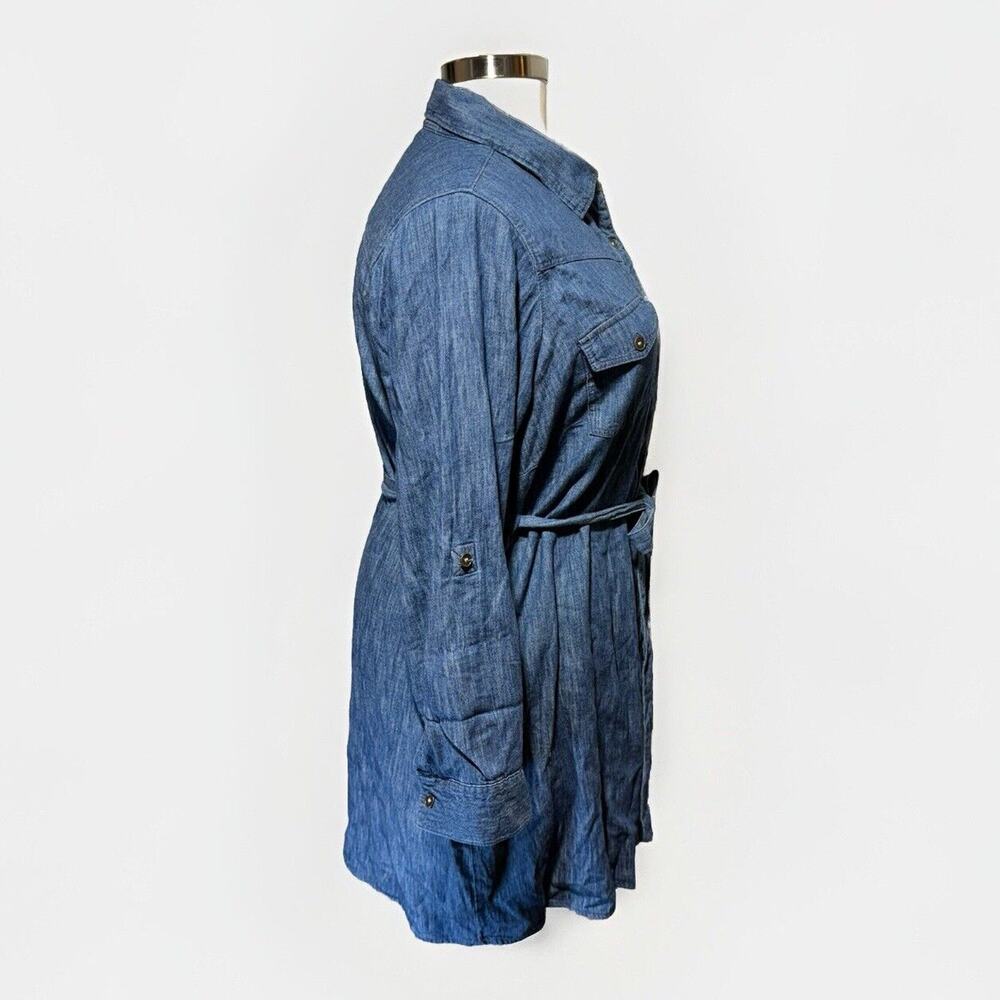 Simply Emma Denim Chambray Dress Women’s Plus Size 2X Pockets Blue 100% Cotton - Picture 4 of 11
